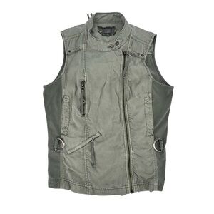 Braeve Green Multi Zipper Utility Safari Vest Size Large Women's